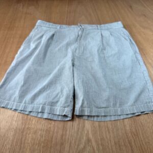 Geoffrey Beene Seersucker Shorts Mens 40 Blue White Stripe Summer